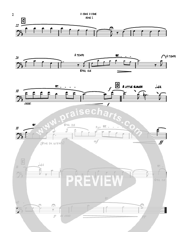 O Come O Come Emmanuel (Instrumental) Trombone 1 (David Ayers)