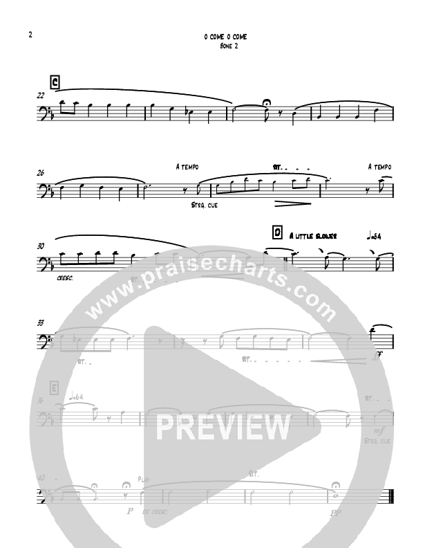 O Come O Come Emmanuel (Instrumental) Trombone 2 (David Ayers)
