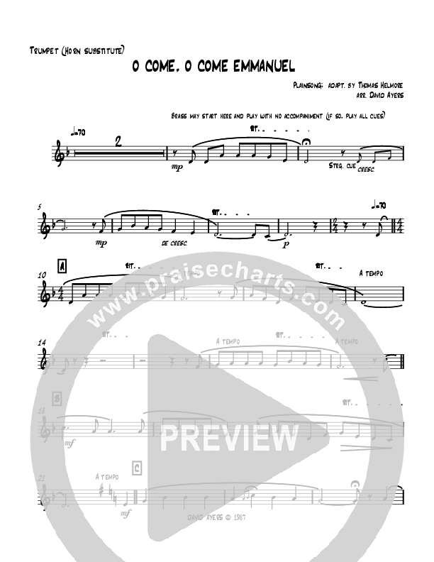 O Come O Come Emmanuel (Instrumental) Trumpet (David Ayers)