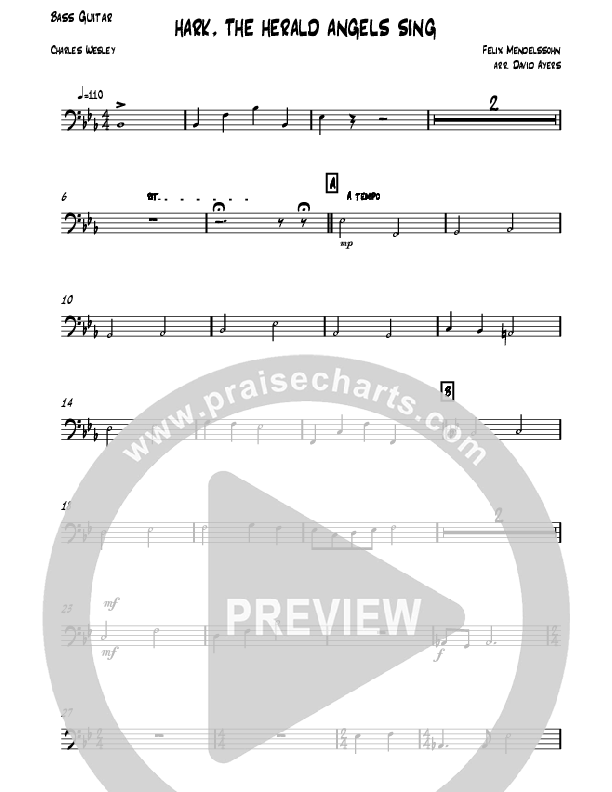 Hark The Herald Angels Sing (Instrumental) Bass Guitar (David Ayers)