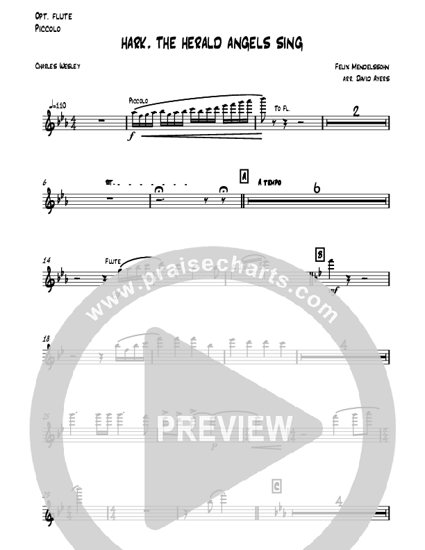 Hark The Herald Angels Sing (Instrumental) Flute/Piccolo (David Ayers)