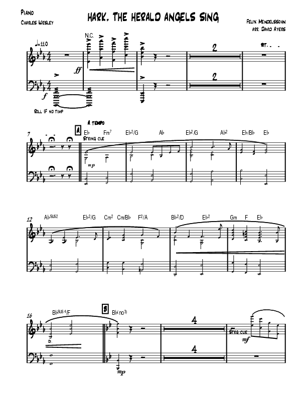 Hark The Herald Angels Sing (Instrumental) Piano Sheet (David Ayers)