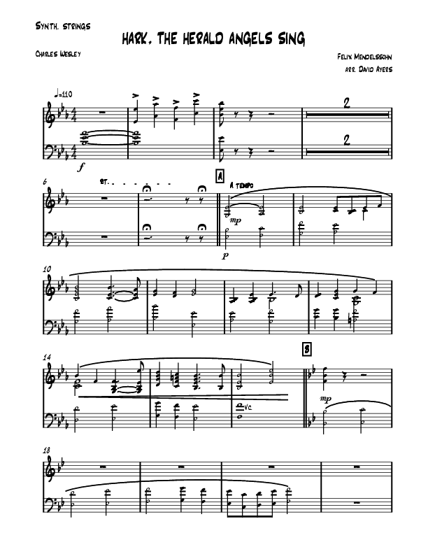 Hark The Herald Angels Sing (Instrumental) Synth Strings (David Ayers)
