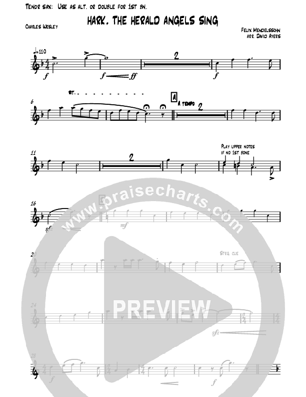 Hark The Herald Angels Sing (Instrumental) Tenor Sax 2 (David Ayers)