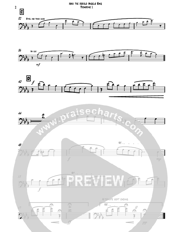 Hark The Herald Angels Sing (Instrumental) Trombone 1 (David Ayers)