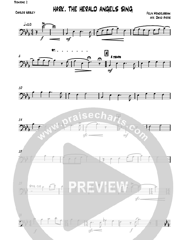 Hark The Herald Angels Sing (Instrumental) Trombone 2 (David Ayers)
