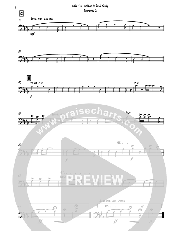 Hark The Herald Angels Sing (Instrumental) Trombone 2 (David Ayers)