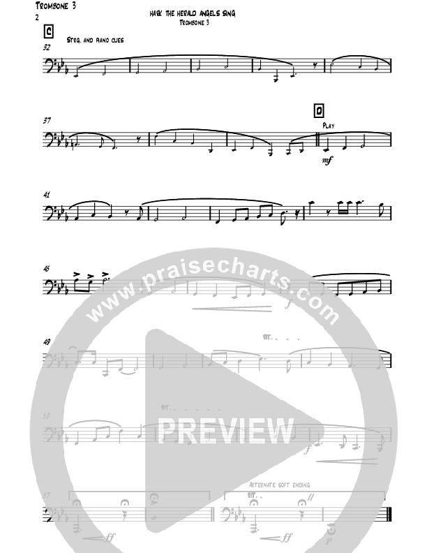 Hark The Herald Angels Sing (Instrumental) Trombone 3 (David Ayers)