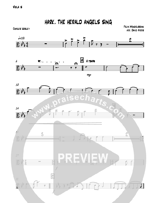 Hark The Herald Angels Sing (Instrumental) Viola (David Ayers)