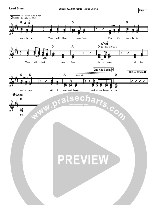 Jesus All For Jesus Sheet Music (Robin Mark) - PraiseCharts