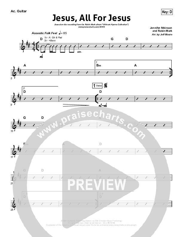 Jesus All For Jesus Rhythm Chart (Robin Mark)