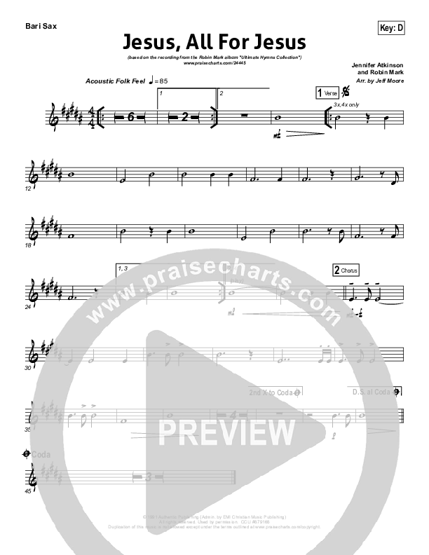 Jesus All For Jesus Bari Sax (Robin Mark)