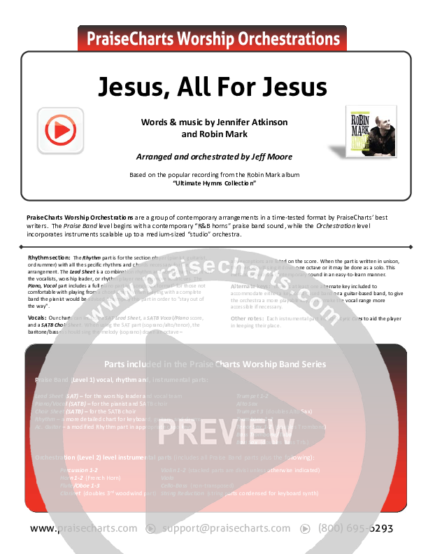 Jesus All For Jesus Cover Sheet (Robin Mark)
