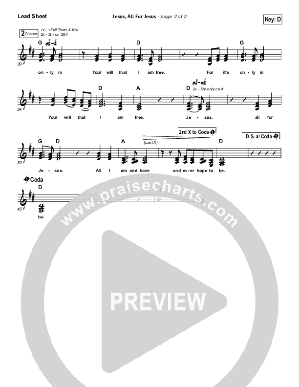 Jesus All For Jesus Lead Sheet (SAT) (Robin Mark)