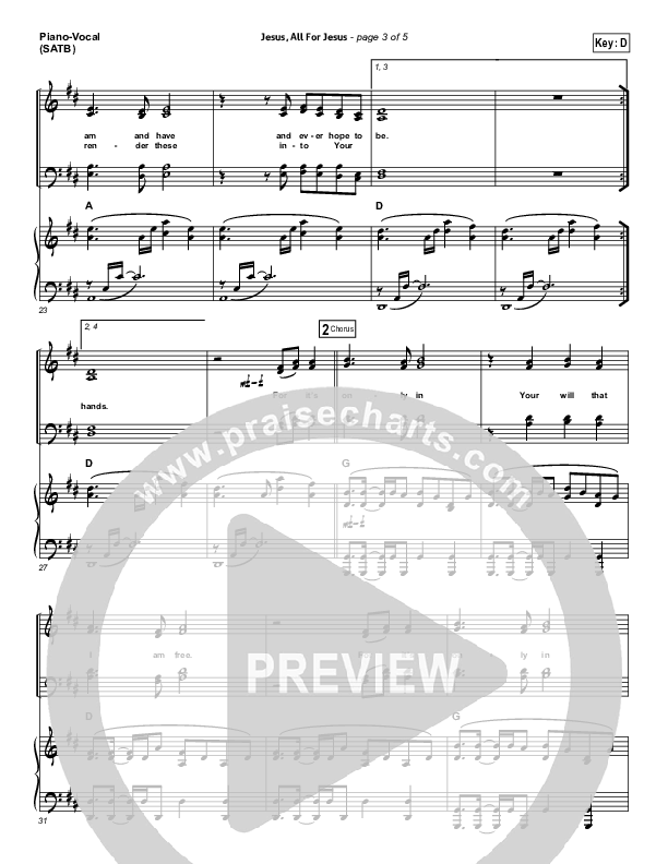 Jesus All For Jesus Piano/Vocal (SATB) (Robin Mark)