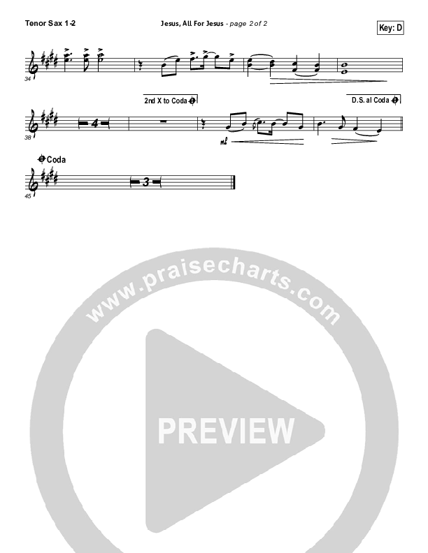 Jesus All For Jesus Tenor Sax 1/2 (Robin Mark)