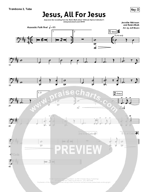 Jesus All For Jesus Trombone 3/Tuba (Robin Mark)