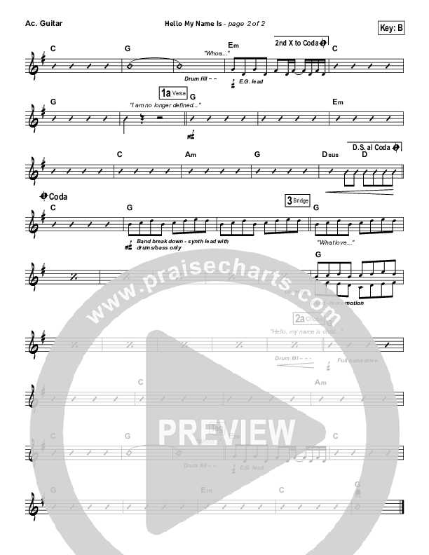 Hello My Name Is Acoustic Guitar (Matthew West)