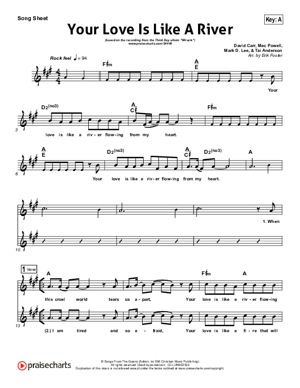 Your Love Is Like A River Lead (SAT) (Third Day)