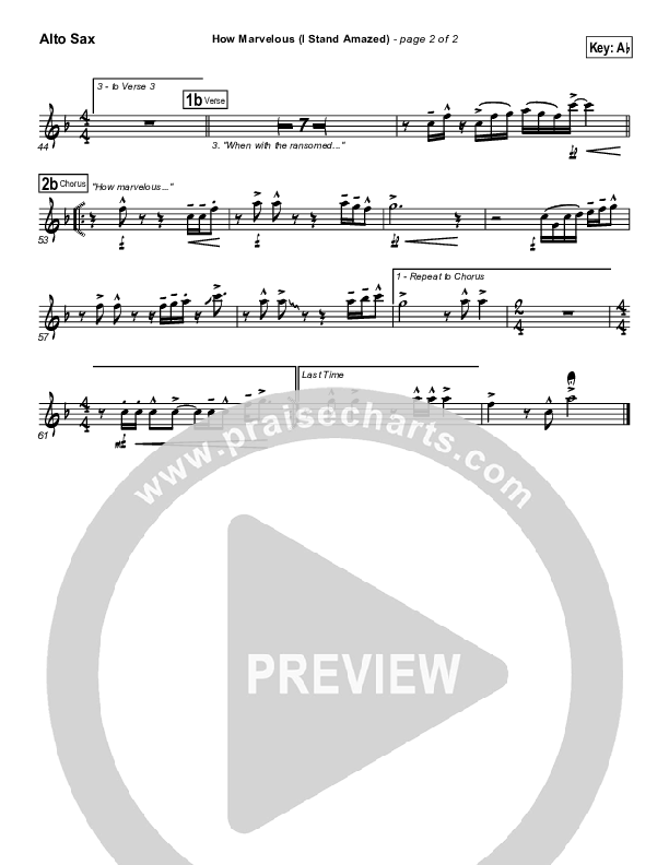 How Marvelous (I Stand Amazed) Alto Sax (Chris Tomlin / Passion)