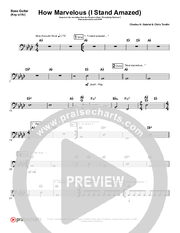 How Marvelous (I Stand Amazed) Bass Guitar (Chris Tomlin / Passion)