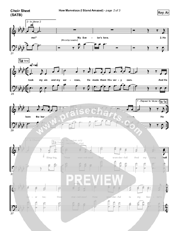 How Marvelous (I Stand Amazed) Choir Sheet (SATB) (Chris Tomlin / Passion)