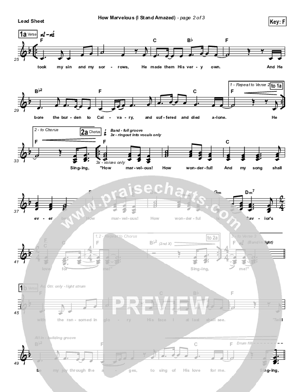 How Marvelous (I Stand Amazed) Lead Sheet (Chris Tomlin / Passion)
