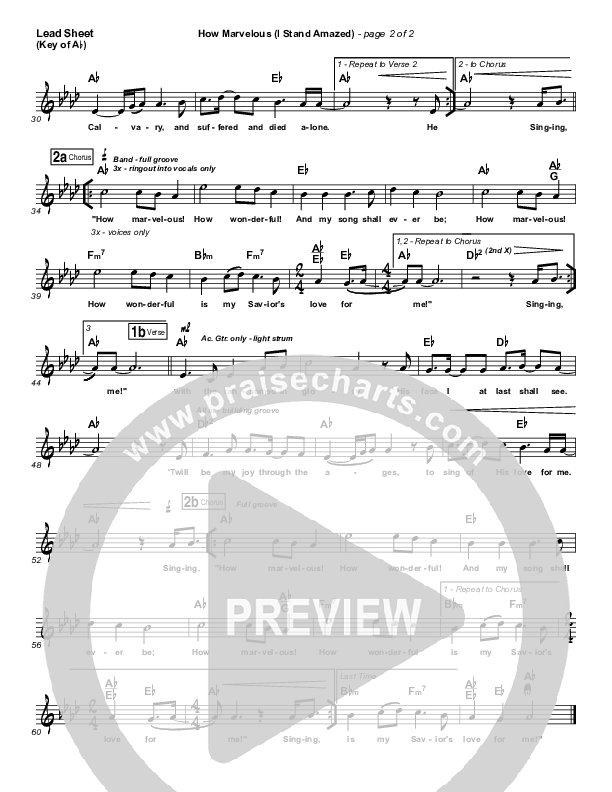 How Marvelous (I Stand Amazed) Lead Sheet (Melody) (Chris Tomlin / Passion)