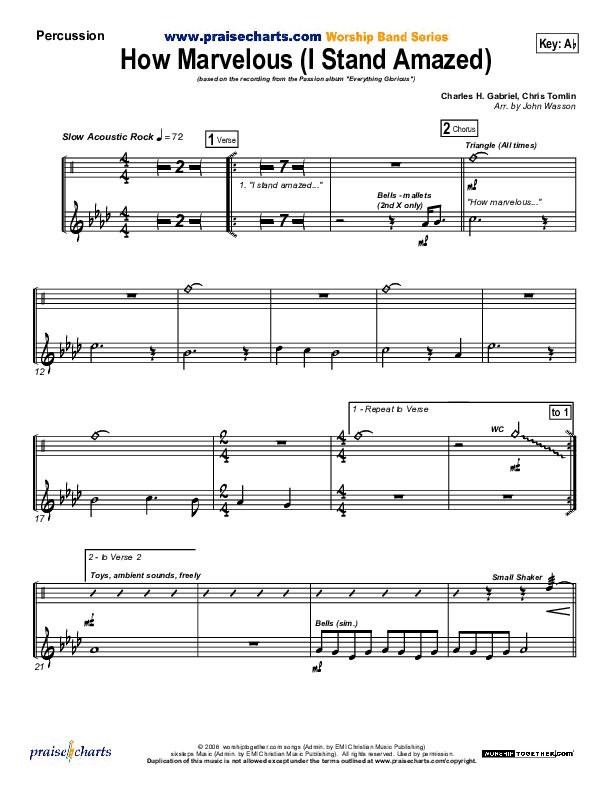 How Marvelous (I Stand Amazed) Percussion (Chris Tomlin / Passion)