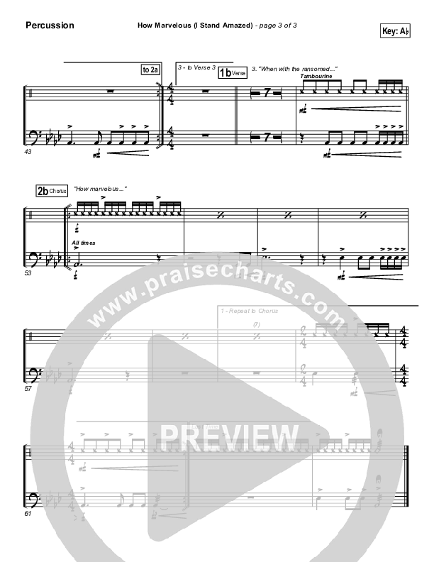 How Marvelous (I Stand Amazed) Percussion (Chris Tomlin / Passion)