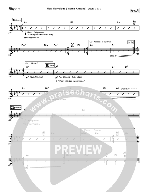 How Marvelous (I Stand Amazed) Rhythm Chart (Chris Tomlin / Passion)