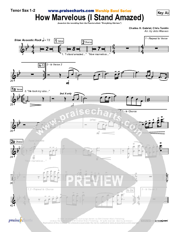 How Marvelous (I Stand Amazed) Tenor Sax 1/2 (Chris Tomlin / Passion)