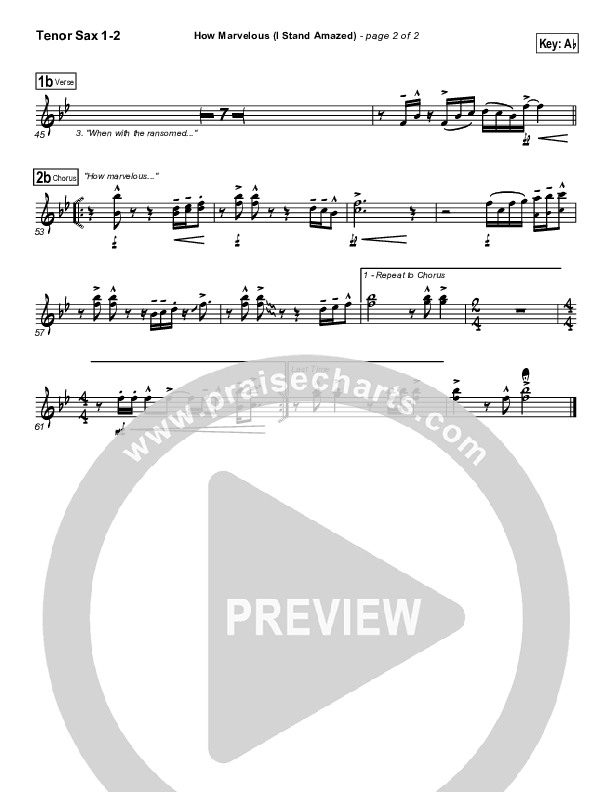 How Marvelous (I Stand Amazed) Tenor Sax 1/2 (Chris Tomlin / Passion)