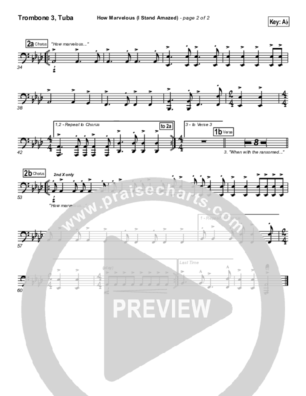 How Marvelous (I Stand Amazed) Trombone 3/Tuba (Chris Tomlin / Passion)