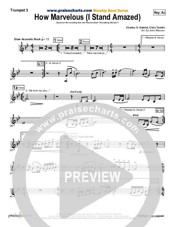 How Marvelous (I Stand Amazed) Trumpet 3 (Chris Tomlin / Passion)