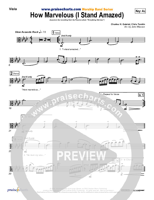 How Marvelous (I Stand Amazed) Viola (Chris Tomlin / Passion)