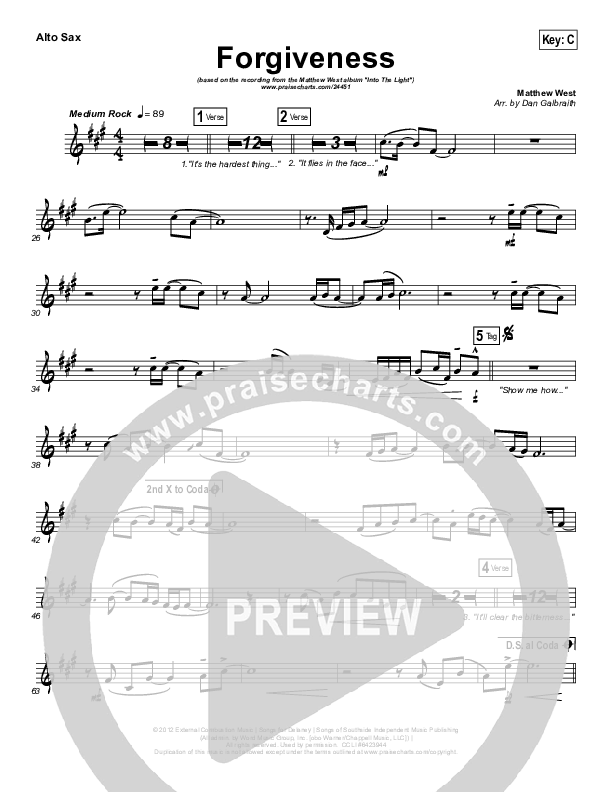 Forgiveness Alto Sax (Matthew West)