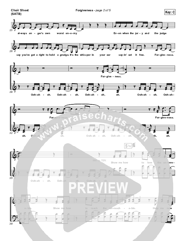 Forgiveness Choir Sheet (SATB) (Matthew West)