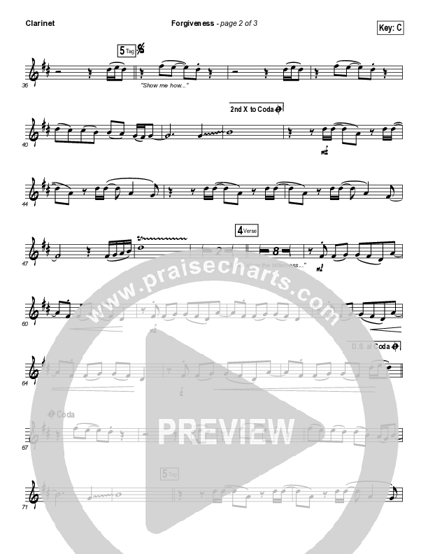 Forgiveness Clarinet (Matthew West)