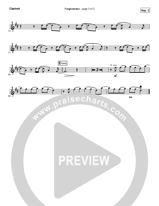 Forgiveness Clarinet (Matthew West)