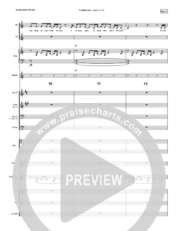 Forgiveness Conductor's Score (Matthew West)