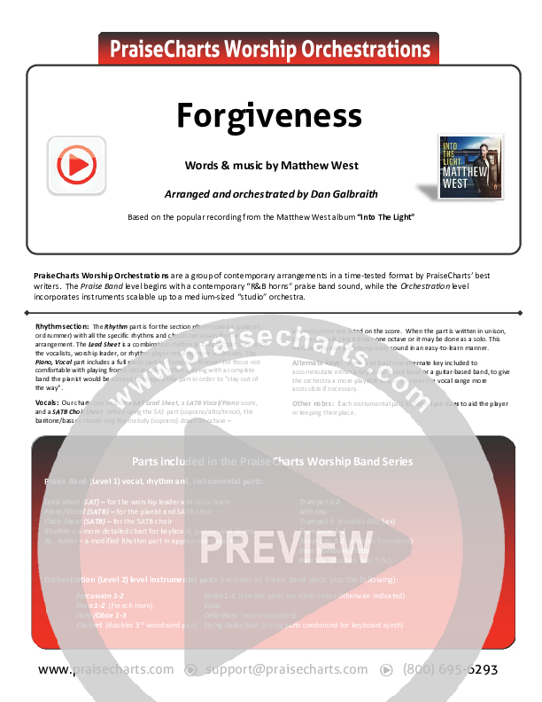 Forgiveness Cover Sheet (Matthew West)