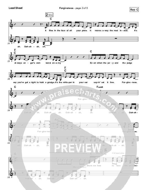 Forgiveness Lead Sheet (Matthew West)