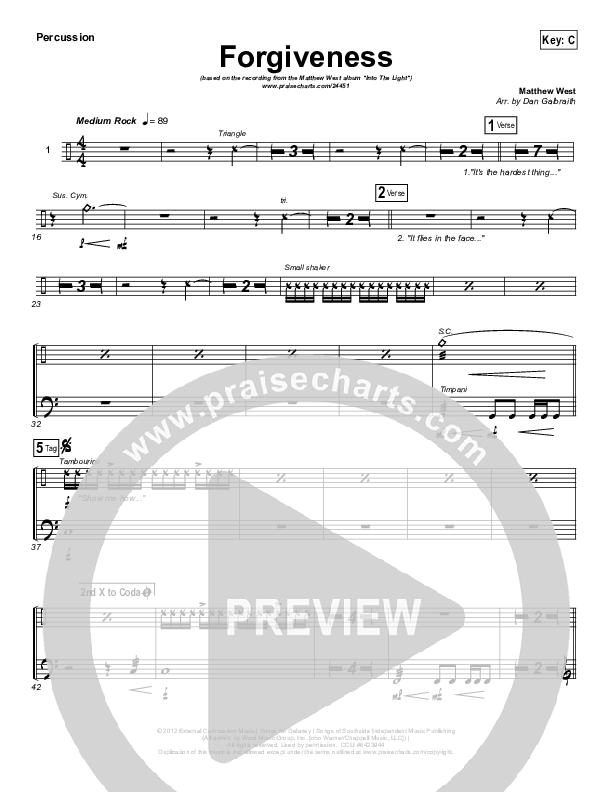 Forgiveness Percussion (Matthew West)