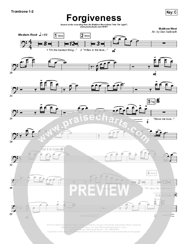 Forgiveness Trombone 1/2 (Matthew West)