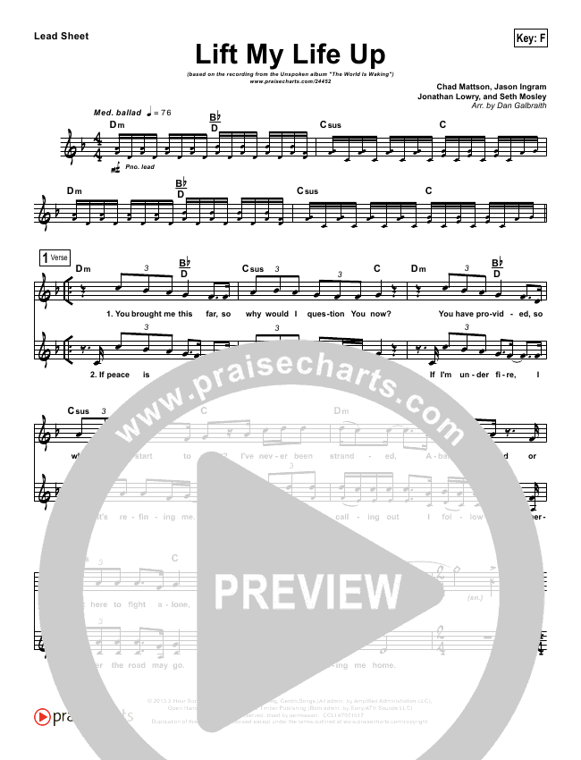Lift My Life Up Lead Sheet Piano Vocal Unspoken Praisecharts Pat barrett build my life lyric video ft cory asbury. lift my life up lead sheet piano