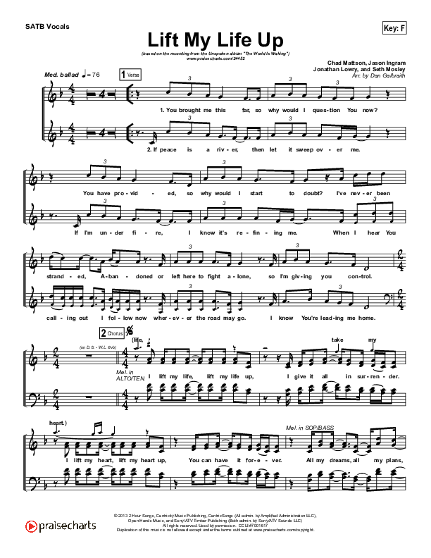 Lift My Life Up Choir Sheet (SATB) (Unspoken)