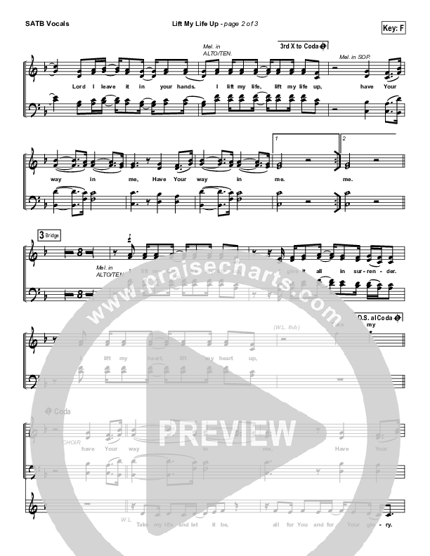 Lift My Life Up Choir Sheet (SATB) (Unspoken)