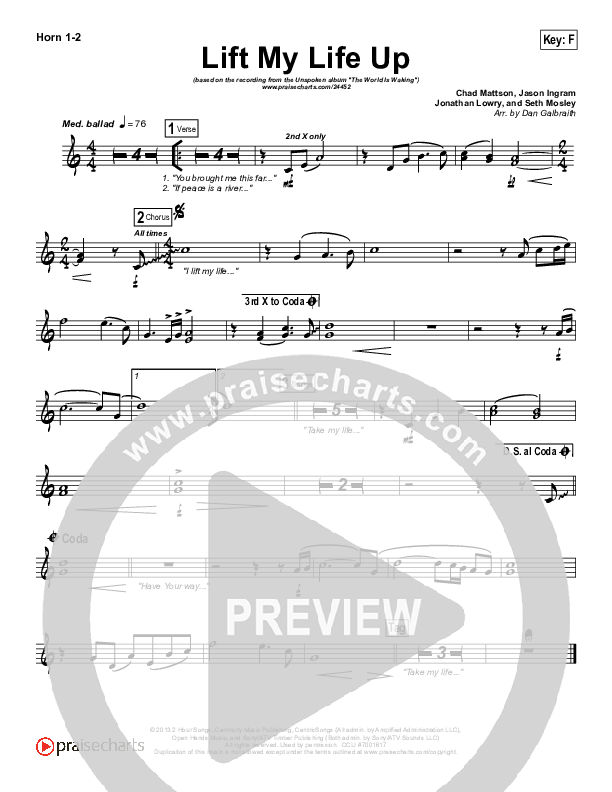 Lift My Life Up French Horn 1/2 (Unspoken)