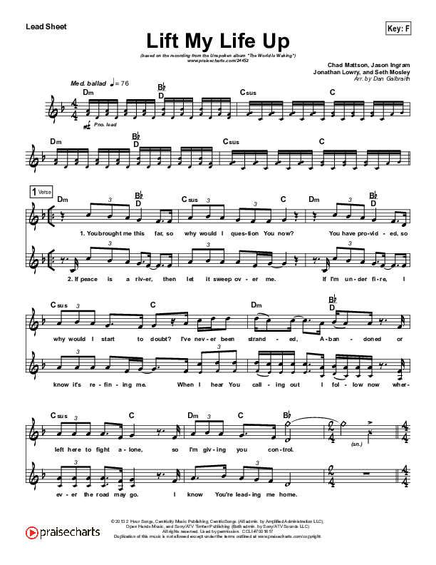 Lift My Life Up Lead Sheet (Unspoken)